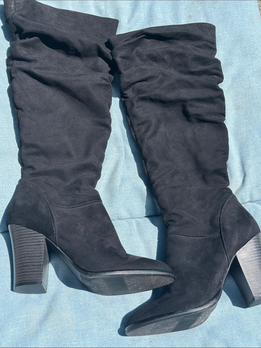 Women’s Black Knee-High Block Heel Boots